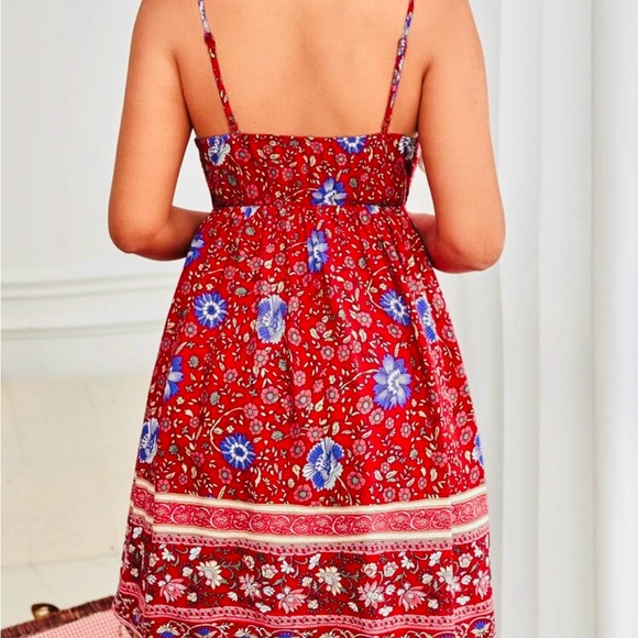 Floral Red Spring/ Summer Dress - Picture 2 of 2